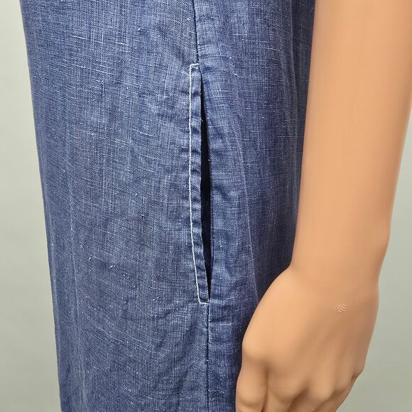 Tommy Bahama Seaglass Linen Sleeveless Shift Dress Women XS Dark Cobalt Blue - Picture 9 of 13